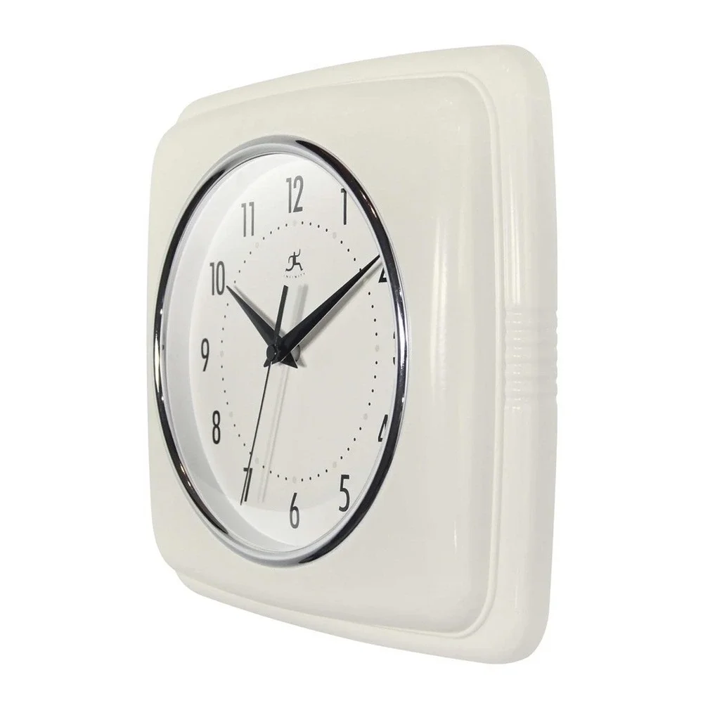 Square Silent Retro 9 inch Mid  Modern Kitchen,  Ivory